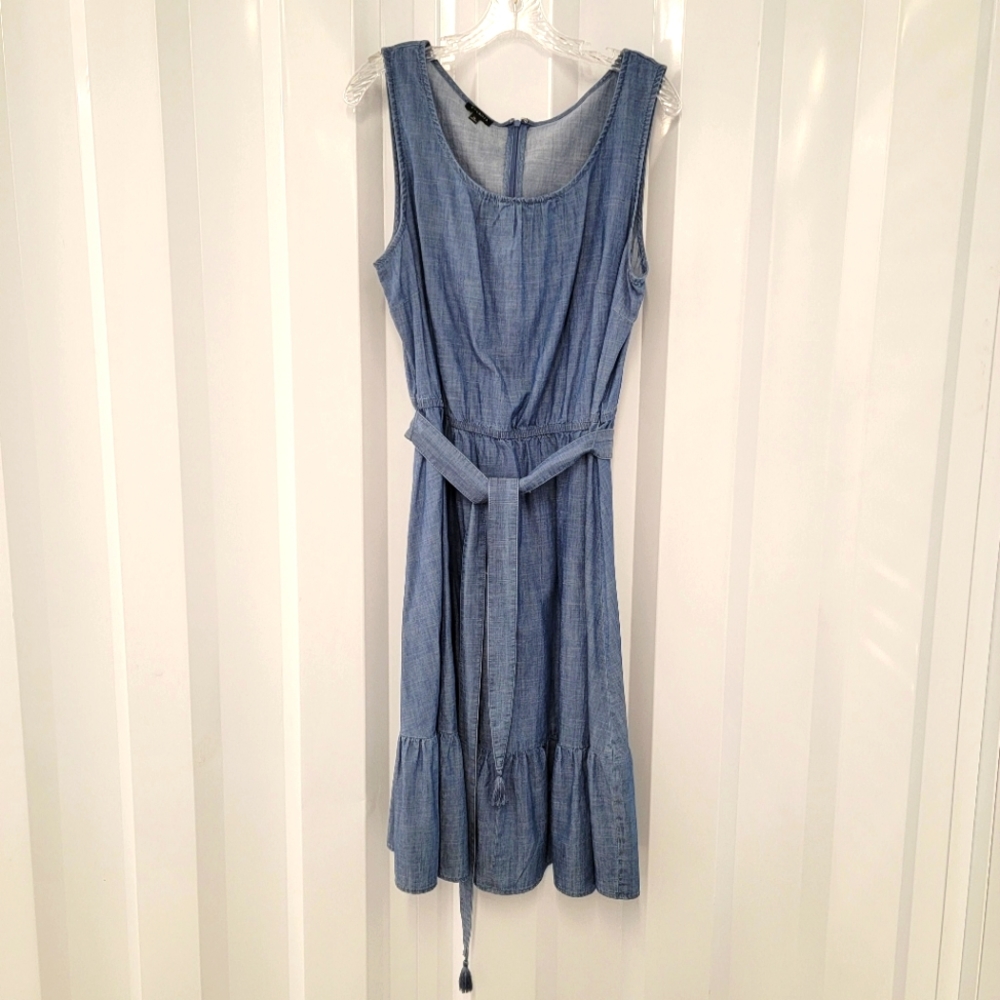 Talbots Chambray Denim Sleeveless Dress Prairie Women's 14